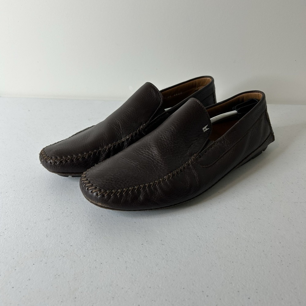 Moreschi Italy Shoes Mens 10 Brown Leather Driving Loafer Luxury Dress Shoe